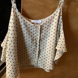Off-the-shoulder, cropped, polka dot top
